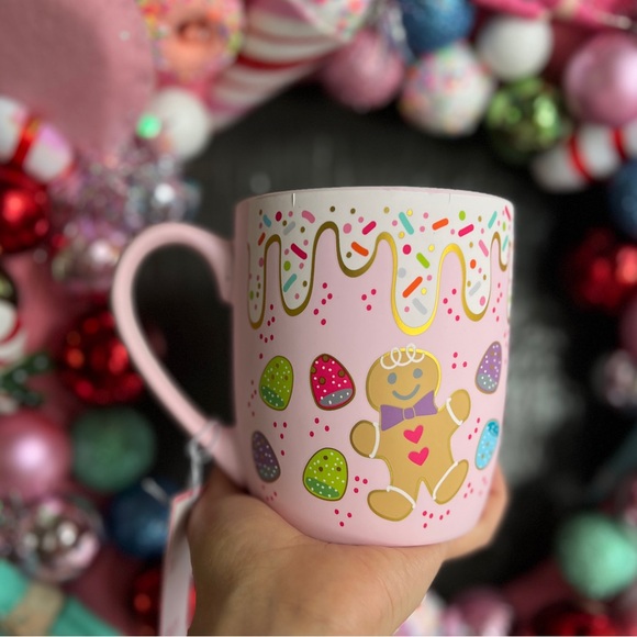 LAST ONE✨NEW🍪Peppermint and Pine Soft Touch Pink Gingerbread and Candy Mug🍭 - Picture 6 of 8